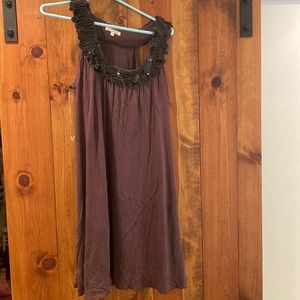 matty m sequined shift dress in brown, Size L.